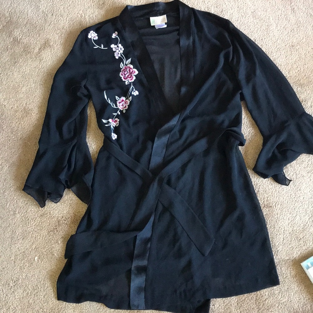 Embroidered sheer robe